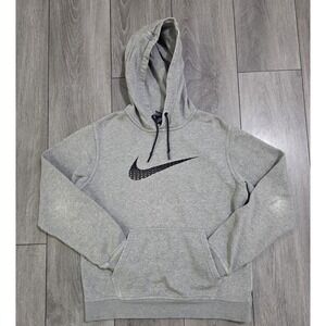 Nike Hoodie Mens M Grey Swoosh Logo Graphic Pullover Sweatshirt